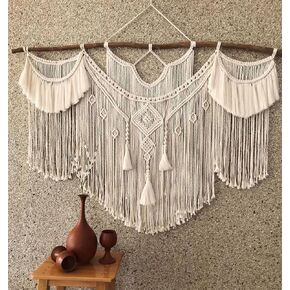 QLBUJ Large Macrame Wall Hanging Natural Driftwood Macrame Tapestry Above Headboard Boho Home Decor for Bedroom Living Room Apartment Wedding Party,38" W X 32" L
