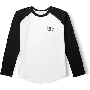 Happy Nation Girls Cotton Long Sleeve Baseball T Shirt