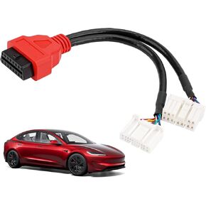 TCAN003 Splitter Diagnostic Cable for Tesla Model 3, Y, S, X, OBD2 Connector Work Scanner MaxiSys Ultra Elite II PRO MS909,20 Pin + 12 Pin to 16 Pin OBDII Adapter