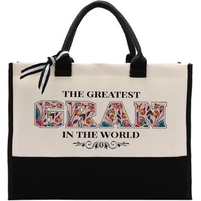 Gran Gift for Mother's Day, Canvas Bag Gift for the Greatest Gran In the World, Canvas Tote Bag for Gifting, Gran Cotton Canvas Tote Bag, Shoulder Beach Bag, Novelty Present for Gran Grandparents