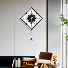 FLEBLE Large Wall Clocks for Living Room Decor Silent Pendulum Battery Operated Non-Ticking for Bedroom Kitchen Office Home 26" Decorative Clock Square White Wood Wall Decor for School Indoor