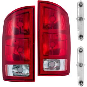 Tail Lights w/Circuit Board For 2002 2003 2004 2005 2006 Dodge Ram 1500 pickup 2003 2004 2005 2006 Dodge Ram 2500 3500 Pickup; Rear Brake Lamps w/Connector plate and Bulbs (Smoke Red)