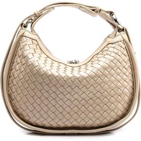 Trendy Woven Purse for Women Lightweight Soft Leather Hobo Shoulder Bags with Zipper Woven Handbag for Women