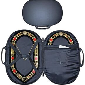 Premium Masonic Chain Collar Case Black Leather (Improved Design), Freemason Carrying Bag