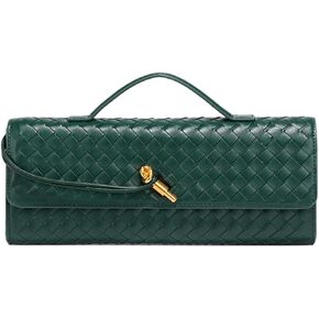 JYG Woven Handbag for Women Fashion Evening Shoulder Bag PU Leather Handmade Clutch Purse Casual Crossbody Bags 2024