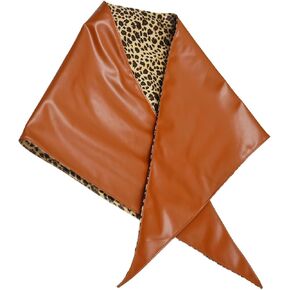 Head Scarves for Women Winter Triangle PU Leather Tie Scarf Head & Neck Covering with Leopard Print