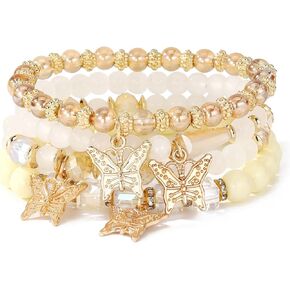 MengPa Beaded Bracelets for Women Trendy Stacks Boho Bead Bracelet Pack Friendship Jewelry