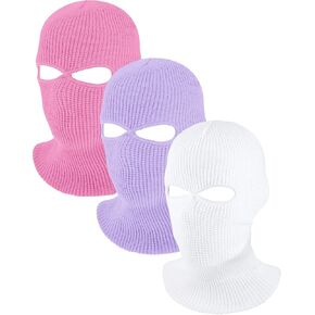 Blulu 2 Hole Ski Mask Winter Knitted Balaclava Warm Full Face Mask Cover Windproof Head Mask for Men Women Sports Outdoor