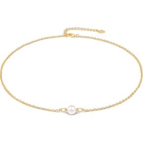 Aobei Pearl 18K Gold Chain Choker Freshwater Cultured Pearl Love Heart Pendant Necklace CZ Bow Charm Neck Jewelry Handmade for Women