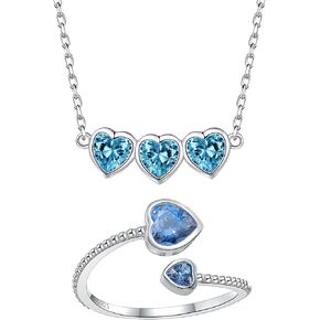 925 Sterlig Silver December Birthstone Ring Choker Necklace for Women & Girls