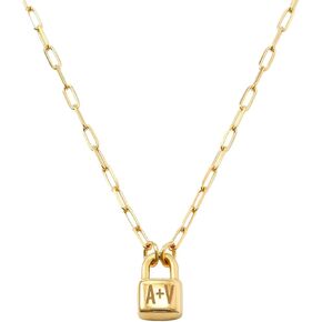 OAK & LUNA - Personalized Initial Lock Necklace with Diamond Options