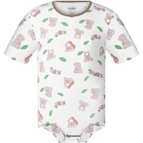 Mens Cotton Romper Pajama Shirt One Piece Bodysuit Short Sleeve Print Onesie - Koala