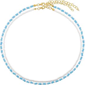 Colorful Boho Bead Choker Necklace Handmade Beaded Necklace Personalized Surfer Beach Necklaces for Women