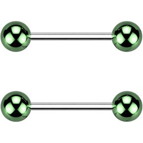 Pierced Owl 14GA 316L Stainless Steel Glass Coated Acrylic Ball Ends Nipple Barbells, Sold as a Pair