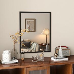 Hasipu Wall Mirror Rectangle Decorative Mirror 16" x 20" for Entryway, Bedroom, Living Room, Black