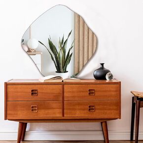 BOMINICA Irregular Wall Mirror Asymmetrical Mirror Frameless Mirror for Bathroom Living Room Entryway Bedroom, 20" x 20"