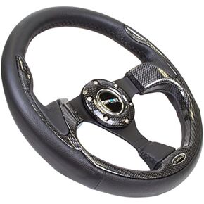 NRG Innovations RST-001CFL Race Style 320mm Sport Steering Wheel with Black Trim (001CBL)