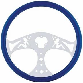 United Pacific 88240 Steering Wheel, Blue, with Chrome Spokes, Lady
