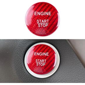 QianBao Compatible with Start Stop Button Cover Carbon Fiber Keyless Car Engine Push Start Ignition Switch Sticker for Mercedes Benz C200L GLA200 GLC260 B200 GLE GLS Red