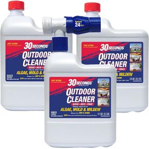 30 SECONDS Mold and Mildew Stain Remover | Outdoor Cleaner | Rapid Results, Cleans Algae, Dirt, and Grime from Fences, Siding, Concrete, Deck | 64 oz. Hose End Spray Bottle - 3 Pack in Kuwait