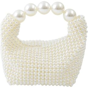 Women's Beaded Handbag Beaded Clutch Evening Handbag for Wedding Party Ivory One Size