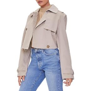 Forever 21 Women's Cropped Double-Breasted Twill Jacket