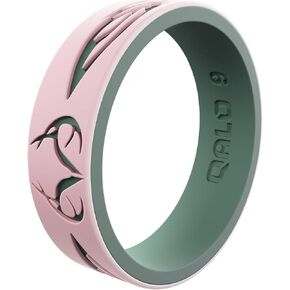 QALO Women's Rubber Silicone Ring, Strata Realtree, Comfort Fit, Silicone Wedding Ring for Women, Breathable, Durable Engagement Silicone Band, 6mm Wide 1.85mm Thick, Multicolor