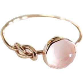18K Rose Gold Filled Ring Moon Moonstone Solitaire Ring for Women Gemstone Boho Jewelry Fashion Women Pink Moonstone Women Jewelry Elegant Gemstone Wedding Ring