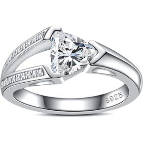 Moissanite Rings Triangle Engagement Ring 1CT Center Stone D Color VVS1 Clarity 925 Sterling Silver Vintage Promise Anniversary Wedding Rings for Women Men with Certificate