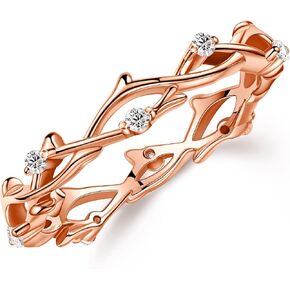 MOOSEA Twig Moissanite Wedding Band for Women, D Color VVS1 Clarity Lab Created Moissanite Rings 14K White Yellow Rose Gold Vermeil Branch Moissanite Anniversary Band Stackable Rings for Women Wife