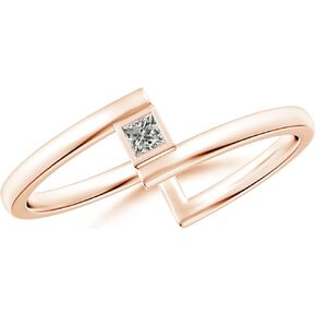 ANGARA Natural Diamond Princess Cut Bypass Ring for Women in 14K Solid Gold | Birthday, Engagement, Anniversary, Wedding Jewelry Gift for Women