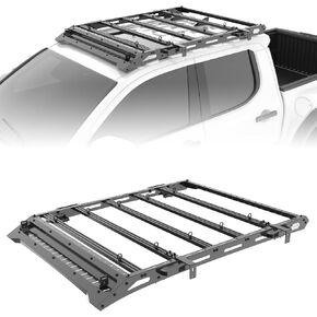 Heavy Duty Roof Rack Compatible with 2024 Toyota Tacoma Double Cab 4 Doors Pickup|Upper Storage for Outdoors Gear|No Drilling Installation