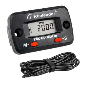 Runleader Digital Tach/Hour Meter,Maintenance Reminder for Lawn Mower Generator Motorcycle ATV Outboard Motor Jetski Chainsaw etc. (Black)