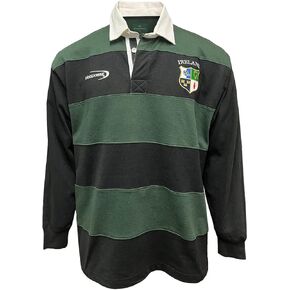 Lansdowne Green and Black Striped Long Sleeve Rugby Polo