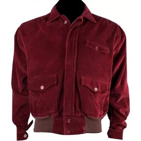 Mens Jack Nicholson Shining Red Bomber Flap Pockets Corduroy Jacket