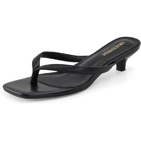 Women’s Flip-Flops Kitten Heels Thong Sandals For Women Square Toe Slip On Fashion Summer Dress Sandals