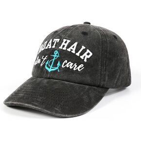 InnoBeta Boating Gifts for Women, Boat Hair Don't Care, Funny Adjustable Embroidered Hat Gifts Grey