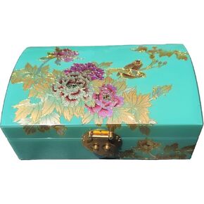 Polished lacquer jewelry box with metal trim, light green, PYQQ-GD-01