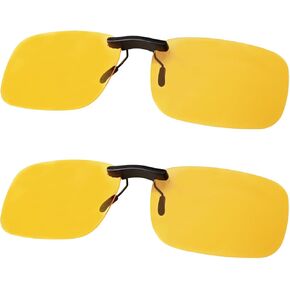 Clip On Night Driving Glasses - Polarized Anti Glare Night Vision Sunglasses for Wearing Over Prescription Glasses