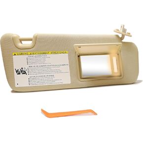 SENSHINE Left Driver Side Sun Visor for Toyota Highlander 2014 2015 2016 2017 2018 2019 w/Vanity Light Replacement Assembly 74320-0E074-A0 Beige