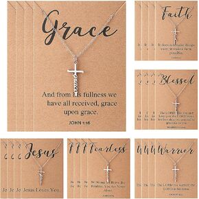 Tondiamo Faith Cross Necklaces Bulk Gifts for Women Necklace with Bible Verse Card for Mom Christian Church