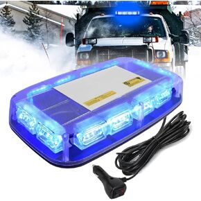 Blue Rooftop Strobe Light Bar, LED Rooftop Strobe Beacon Lights with Magnetic Base, 16 Flashing Modes Lights Warning Caution Lights for Firefighter Construction Snow Plow Cars(1Pc Blue)