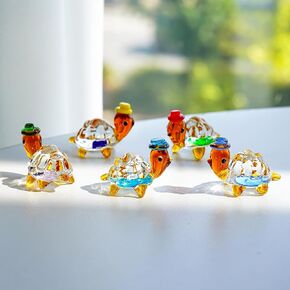 H&D HYALINE & DORA 5 Pack Hand Blown Glass Dog Figurines,Miniature Glass Dog Figurines Sets,Blown Glass Art Animal Figurine for Collectible, Home Decor Gift