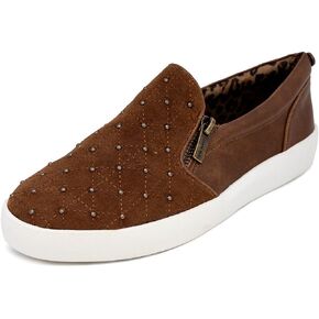 Nine West Girls Shoes Zipper Slip-On Fashion Sneakers, Low-Top Fashion Shoes for Casual Walking (Little Kids/Big Kids)