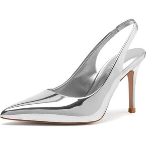 Slingback Heels for Women Pointed Toe Stiletto Heels Closed Toe Pumps Slip on High Heels 2.95 inch Dress Pumps
