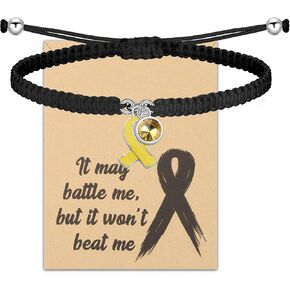 HOLLP Childhood Cancer Awareness Braided Rope Bracelet Yellow Ribbon Jewels Bone Cancer Awareness Bracelet Cancer Warrior Gift With Card