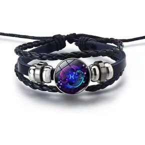 Black Twelve zodiac spirit bracelet adjustable Twelve zodiac leather bracelet jewelry accessories for zodiac enthusiasts