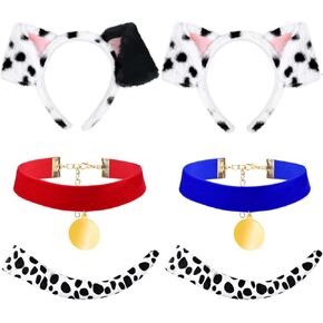 101 Days of School Dalmatian Costume Set Include Dog Ear Headband Velvet Choker Tail for Party Dress Up