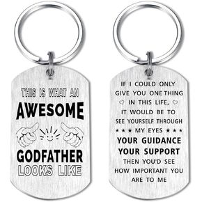 Yobent Godfather Keychain Gifts from Godchild, Awesome Godfather Birthday Gift Ideas for Wedding Anniversary from Goddaughter Godson, Personalized Godfather Key Chain Gift Ideas