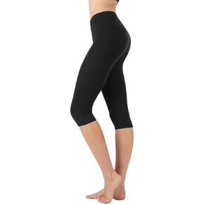 NioBe Clothing Womens High Waist Basic Solid Cotton Soft Capri Leggings